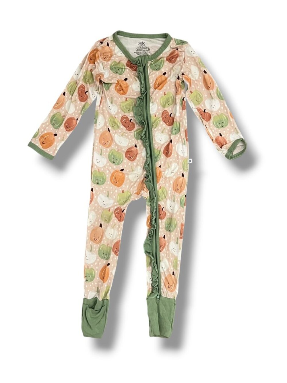 Birdie Bean Pumpkin Print Convertible Footie Playsuit Pajama Size 12-18M